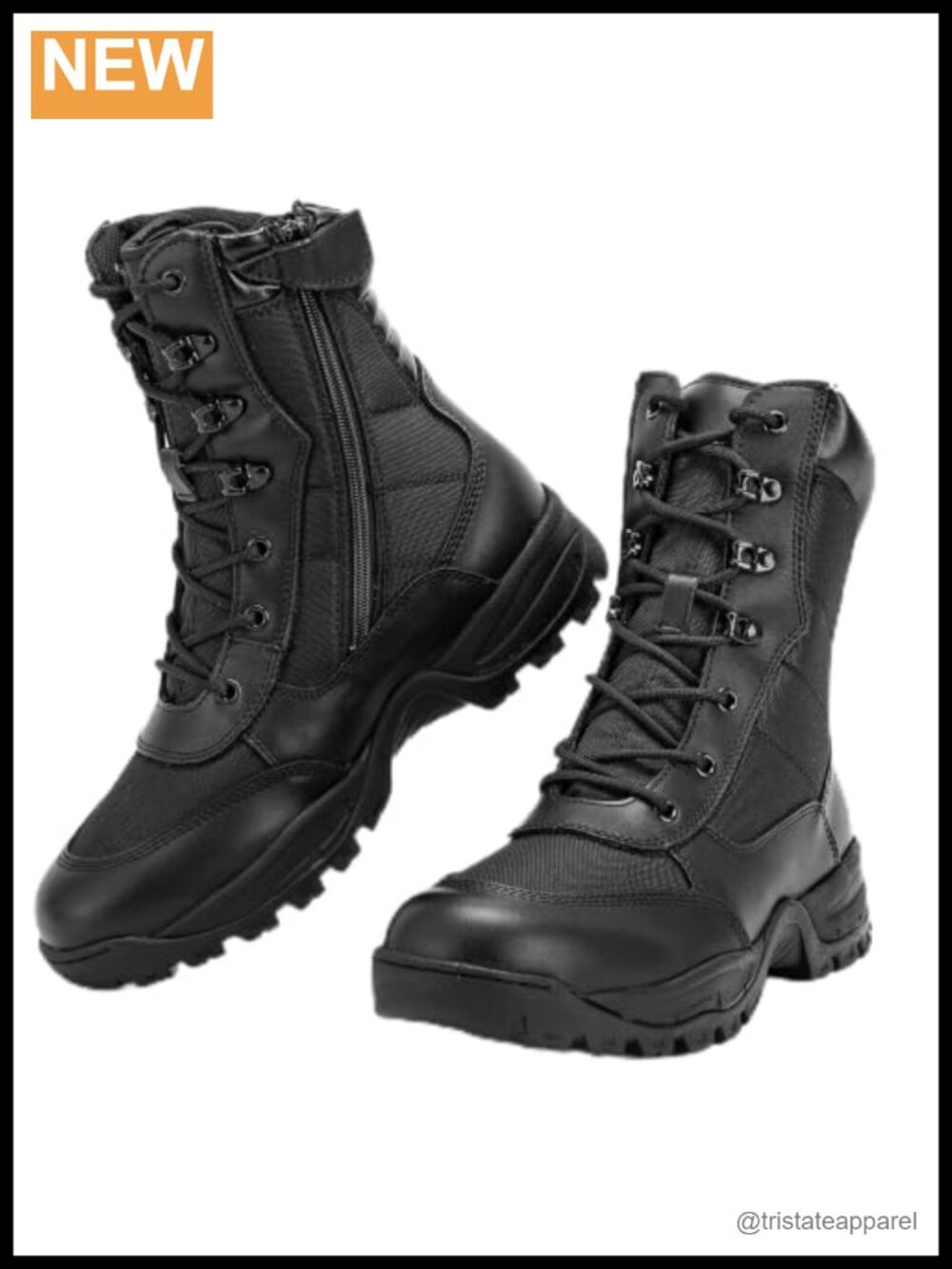 Men's 8-Inch Leather Tactical Boots Side Zipper Combat Work Boots